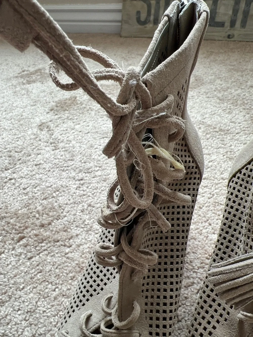 Marc Fisher Shaini Taupe Suede lace up Bootie